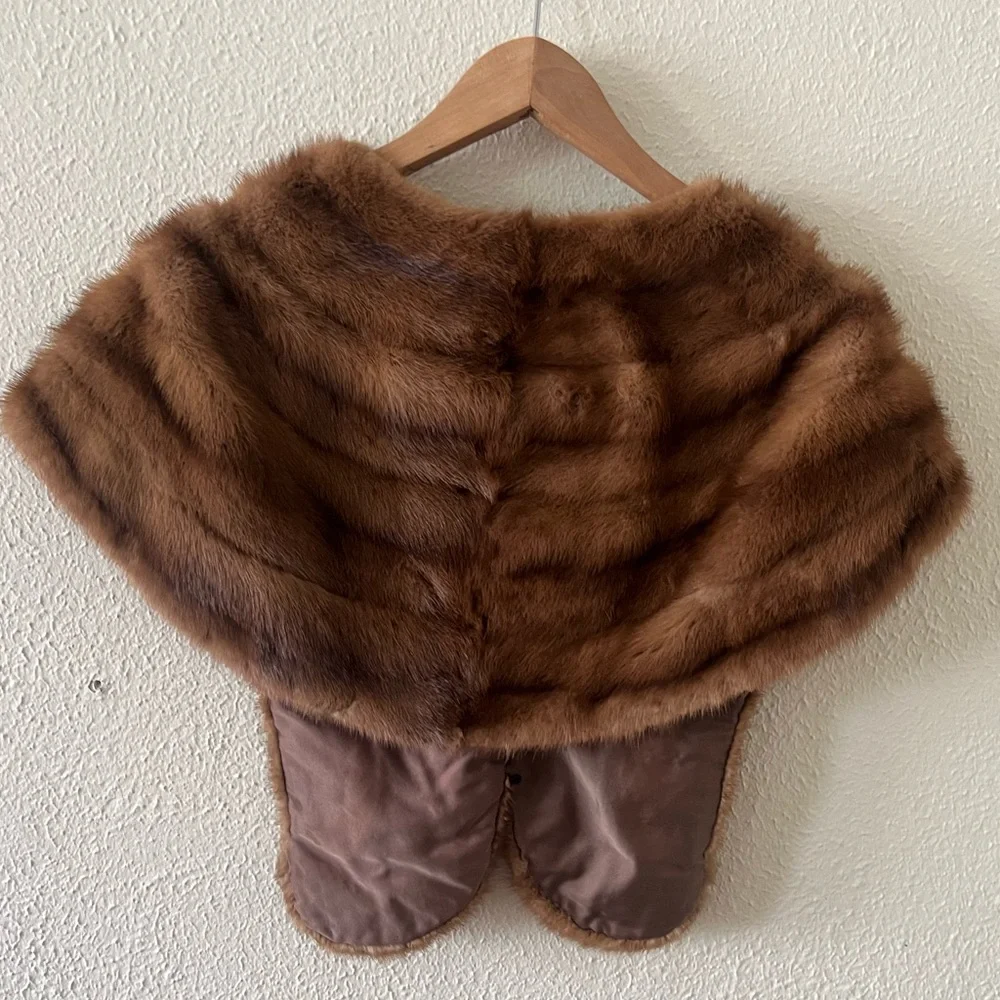 Vintage Chas. Desjardins Montreal Brown Mink Fur Shawl Capelet OS—1980s - Picture 12 of 16